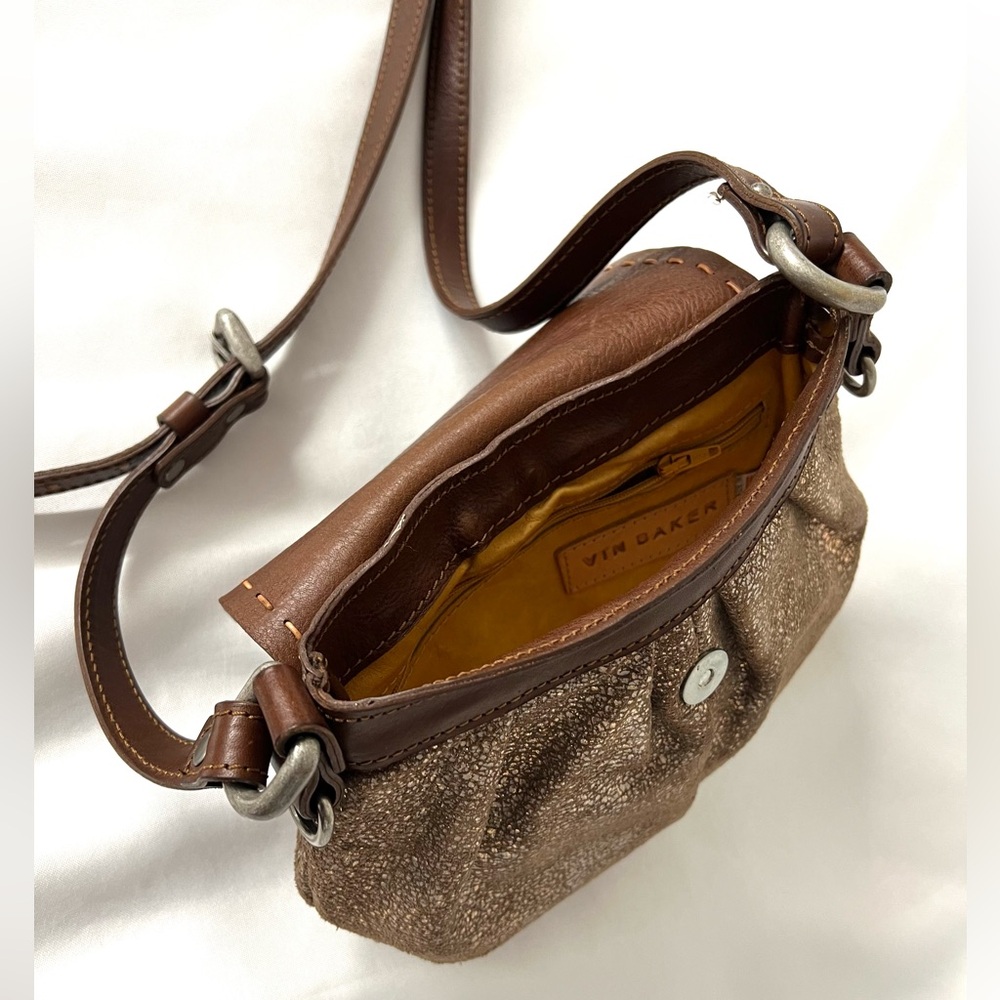 Vintage Brown and Gold Vin Baker Women's Bag Genuine Leather - Picture 3 of 3